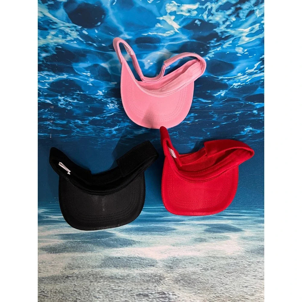☀️Set of 3 Women Athletic Sun Visors Red Black Pink Adjustable Tennis Golf Hats
